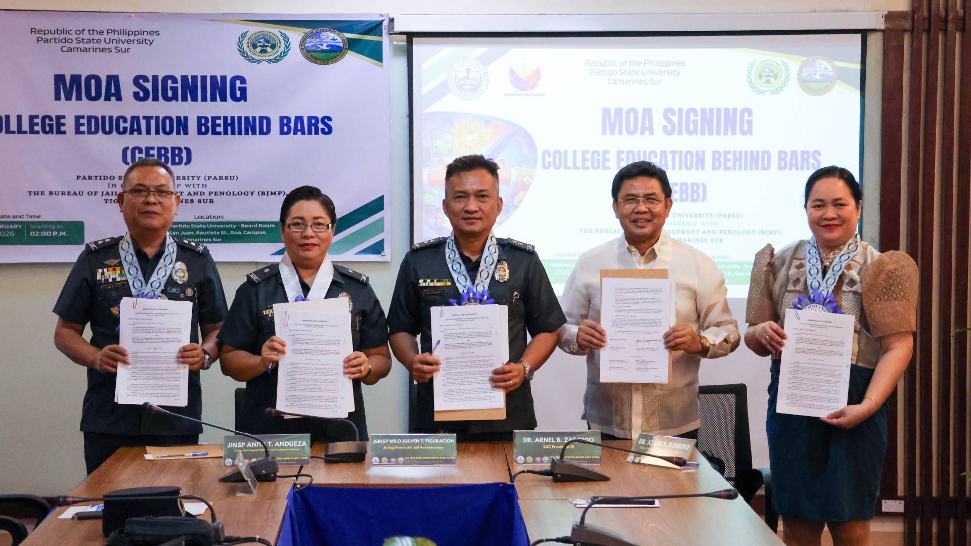 ParSU, BJMP V ink MOA to bring College Education to Persons Deprived of Liberty